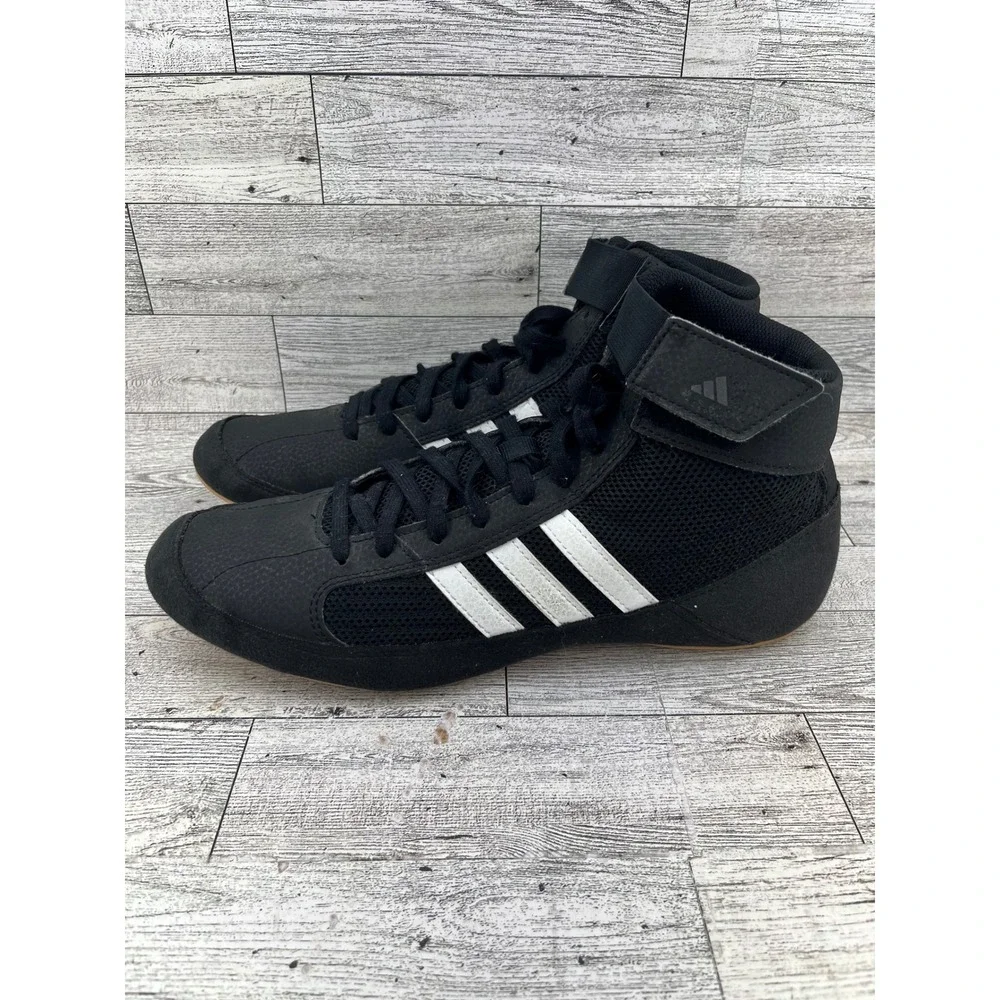Adidas‎ HVC 2 Wrestling Shoes Men 8 Black White Gum AQ3325 Boxing Training High